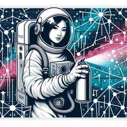 an astronaut, graffiti generated by DALL·E 2